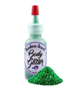 Rainbow Jewel Body Glitter Poof - Dark Green