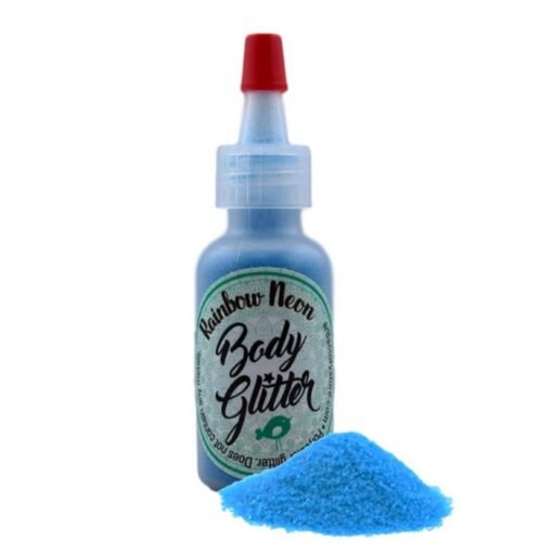 Rainbow Jewel Body Glitter Poof - Neon Blue