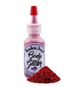 Rainbow Jewel Body Glitter Poof - Red