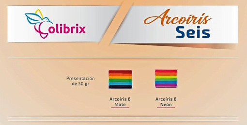 Arcoiris 6 colores Neon Colibrix 50g